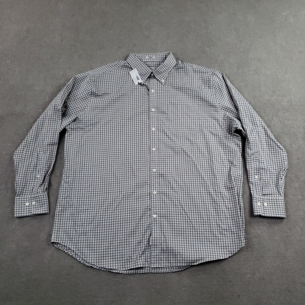 Peter Millar Shirt Mens 2XL Beige Black Plaid Long Sleeve‎ Nanoluxe Regular Fit